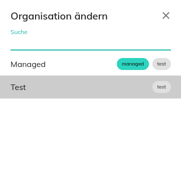 Organisation auswählen